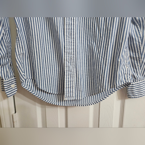 Mens Abercrombie Blue and White Striped Collared Shirt - Picture 5 of 7
